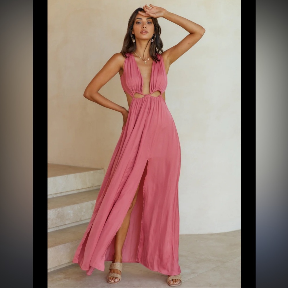 Hello Molly Rose Pink Cutout Maxi Dress
